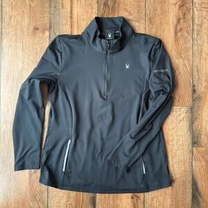 Spyder Womens L Black 1/4 Zip Performance Pullover Stretch Athletic Top